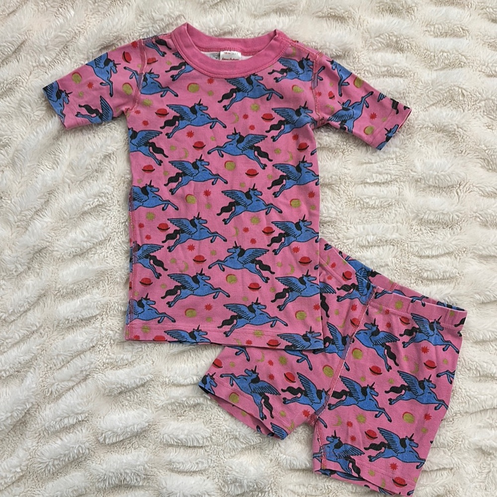 Hanna Andersson Short Sleeve Pink Unicorn Pajama Set